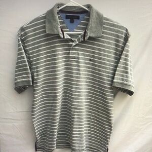 Gray Striped Polo Shirt